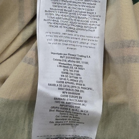 Guess Originals Striped T Shirt Men's Medium Green Cream Purple Logo Casual 90s - Picture 8 of 10